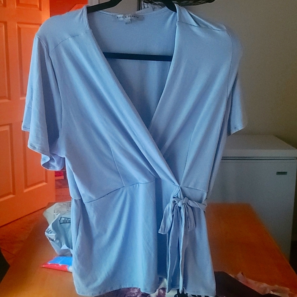 Women's light blue cotton blouse
